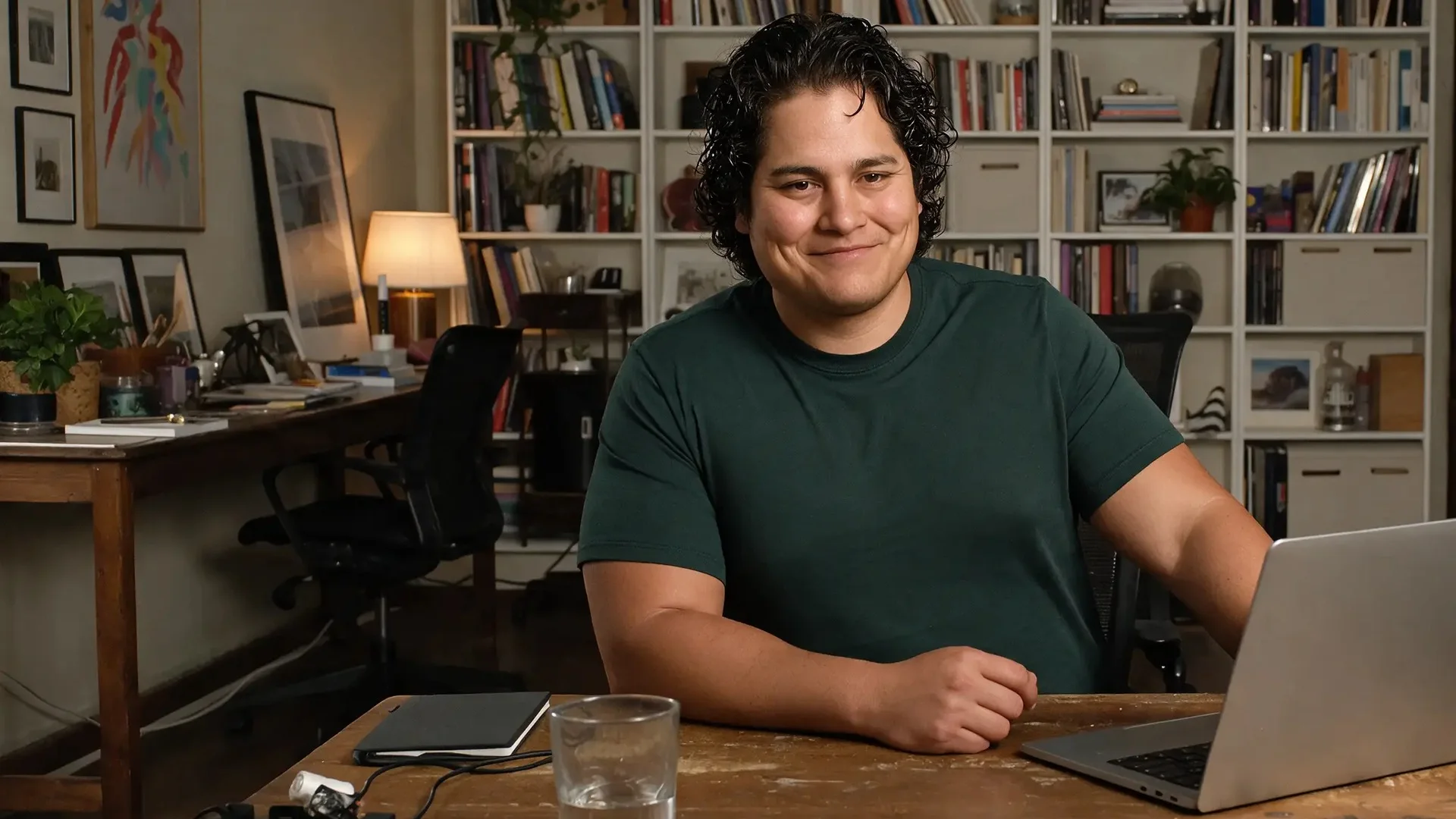 Jacob Campos at his desk